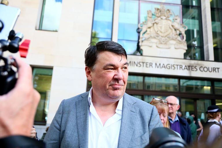 Graham Linehan leaves Westminster Magistrates Court on September 4, 2025 in London, England. Irish comedy writer Graham Linehan appeared in court charged with harassment without violence and criminal damage in connection with an incident that took place last year. (Alishia Abodunde/Getty Images)