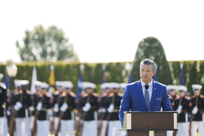 Defense Secretary Pete Hegseth speaks during the POW/MIA National Recognition Day Ceremony at the Pentagon, Friday, Sept. 19, 2025, in Washington.