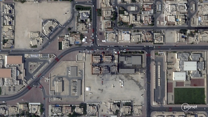 A satellite image of damage after an Israeli strike.