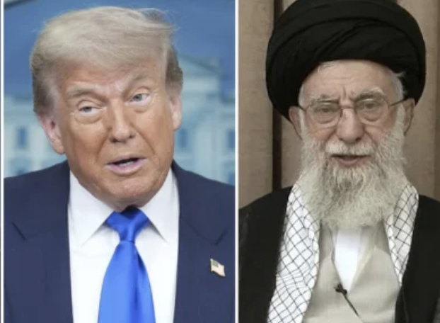 A side by side of President Donald Trump and Iranian Supreme Leader Ali Khamenei.
