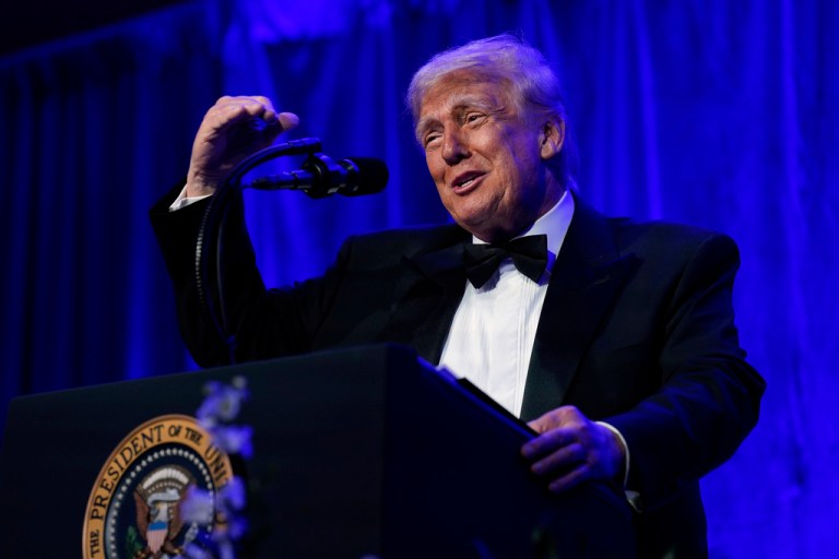 President Donald Trump speaks during the American Cornerstone Institute's Founder's Dinner at George Washington's Mount Vernon estate in Mount Vernon, Va., Saturday, Sept. 20, 2025.