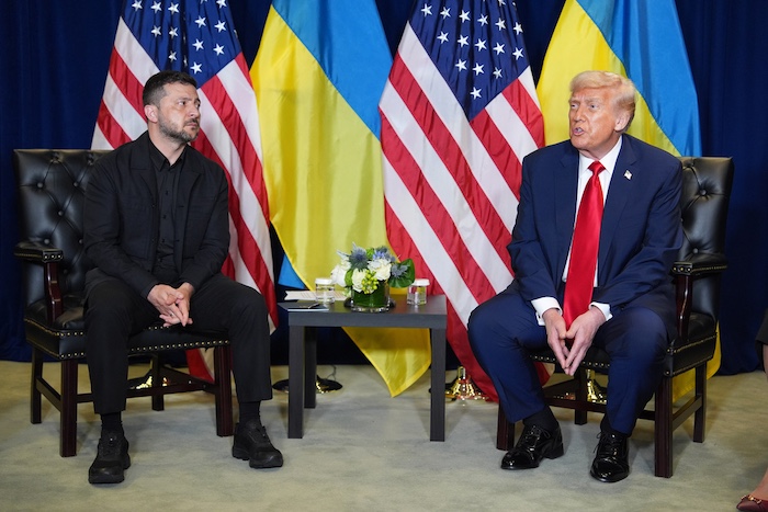 President Donald Trump meets with Ukrainian President Volodymyr Zelensky.