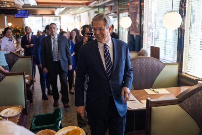 Treasury Secretary Scott Bessent in a diner.