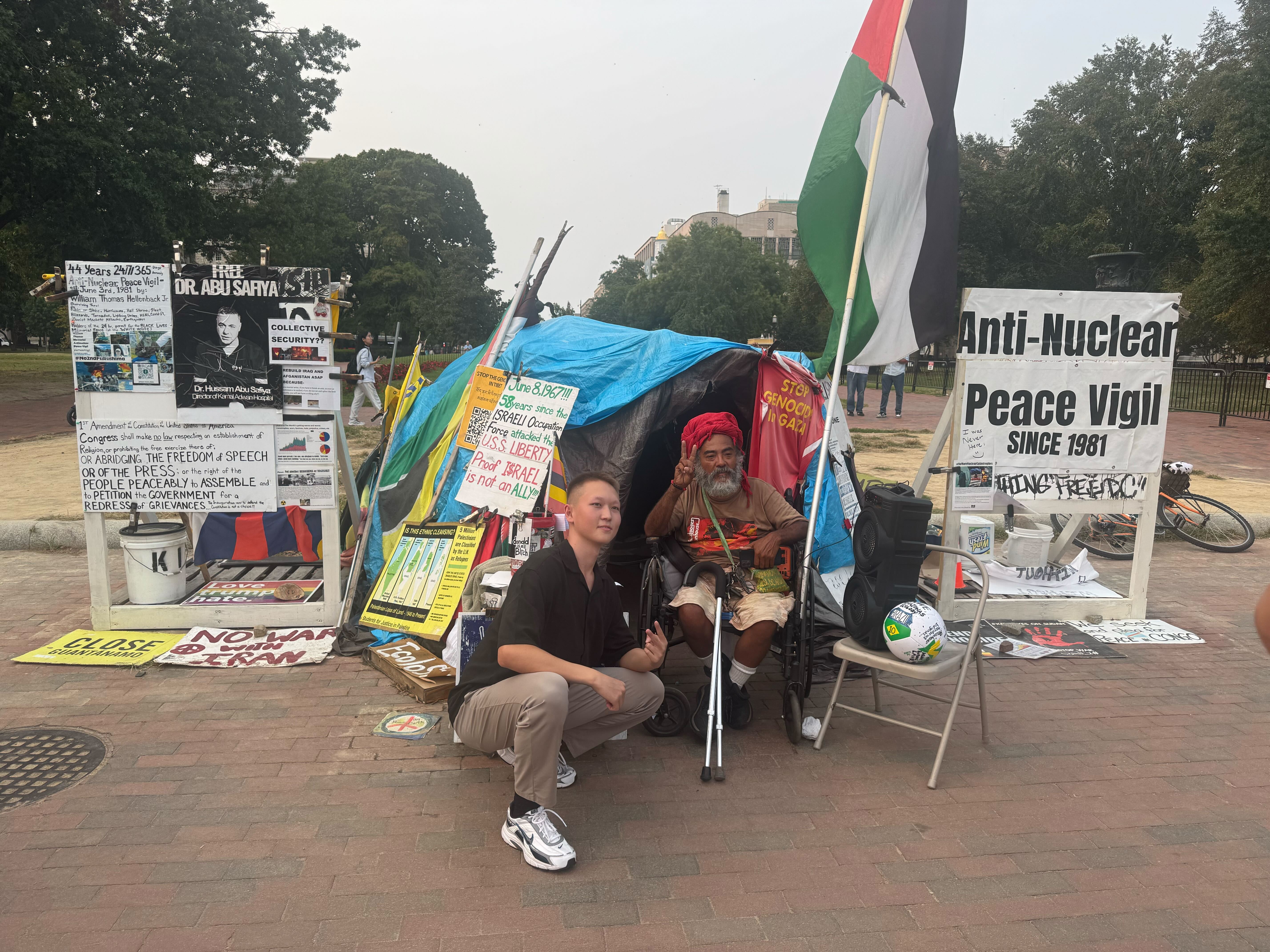 Trump calls for removal of long-standing peace vigil near White House