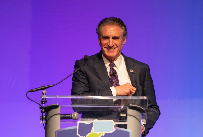 Interior Secretary Doug Burgum speaking at the annual Shale Insights convention in this northwest county of Pennsylvania on the state of energy and the policies President Donald Trump has put in place to unleash the country's potential and reaffirm national security.