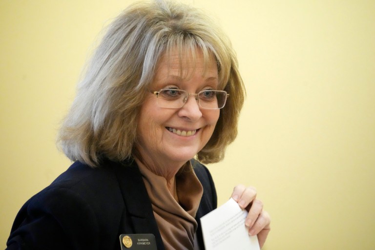 Colorado state Sen. Barbara Kirkmeyer looks on during a Colorado Senate hearing on measures to address eating disorders Thursday, March 23, 2023, in the State Capitol in Denver. Lawmakers in states including Colorado, California, Texas and New York are taking big legislative swings at the eating disorder crisis that is bedeviling America's populous.