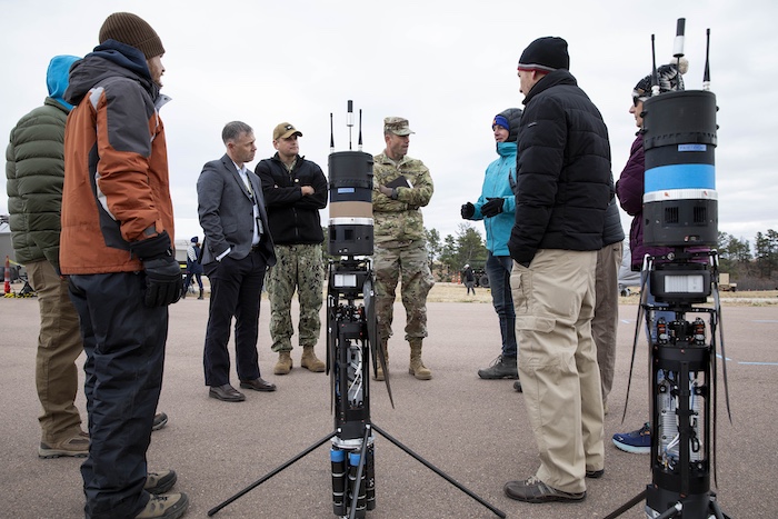 Maj. Gen. Michael Edwards, the adjutant general for the Colorado National Guard, speaks with distinguished visitors and industry partners.