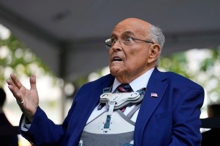 Rudy Giuliani gestures