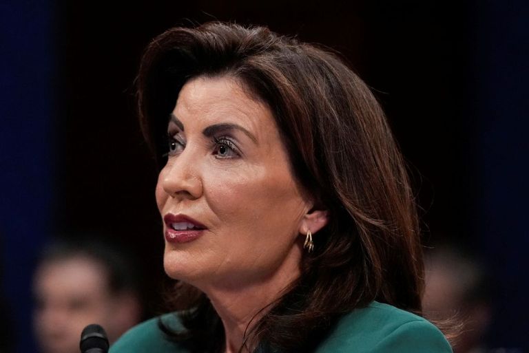 New York Gov. Kathy Hochul speaks during a House Committee on Oversight and Government Reform hearing, Thursday, June 12, 2025, at the U.S. Capitol in Washington. (AP Photo/Julia Demaree Nikhinson)