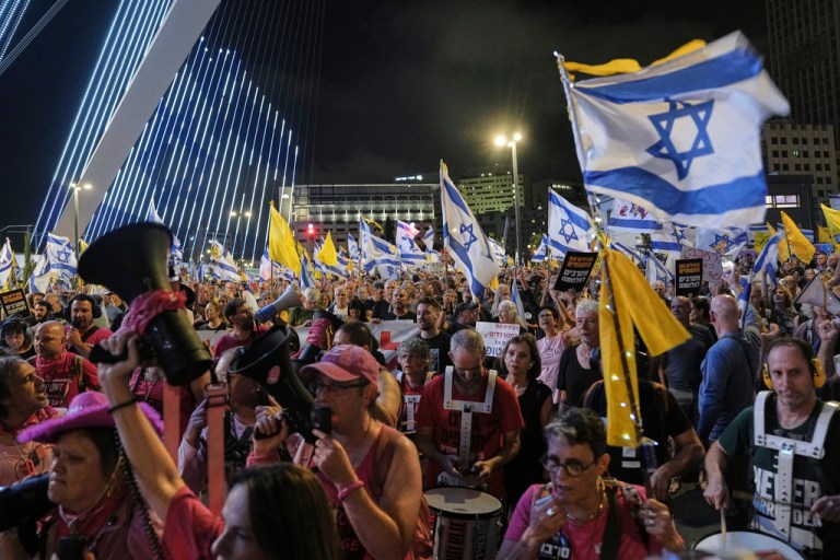 Relatives and supporters of Israeli hostages