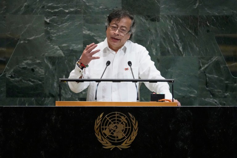 Colombian President Gustavo Petro speaks at the United Nations