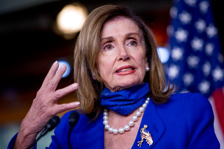 House Speaker Nancy Pelosi of Calif. speaks at a press conference ahead of House votes on H.R. 7027 - the Child Care Is Essential Act and H.R. 7327 - the Child Care for Economic Recovery Act on Capitol Hill, Wednesday, July 29, 2020, in Washington. (AP Photo/Andrew Harnik)