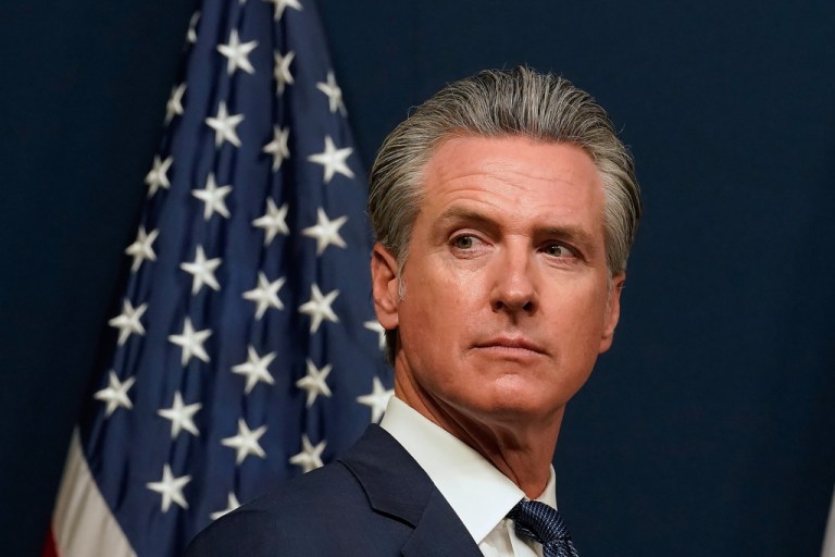 FILE - California Gov. Gavin Newsom at a press conference to discuss the measures to redraw the state's Congressional districts and put new maps before voters in a special election, in Sacramento, Calif., Aug. 21, 2025. (AP Photo/Rich Pedroncelli, file)