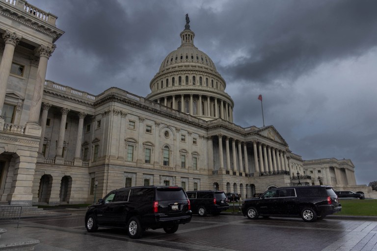 The Capitol with stormy skys.