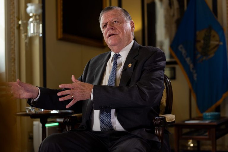 Rep. Tom Cole, chairman of the House Appropriations Committee, sits down for an interview on Oct. 22, 2025 at his office in the U.S. Capitol. (Graeme Jennings/Washington Examiner)