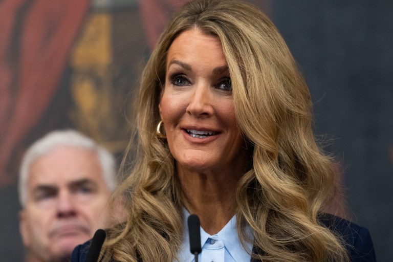 Small Business Administrator Kelly Loeffler speaks to reporters at the U.S. Capitol on Oct. 27, 2025. (Graeme Jennings/Washington Examiner)