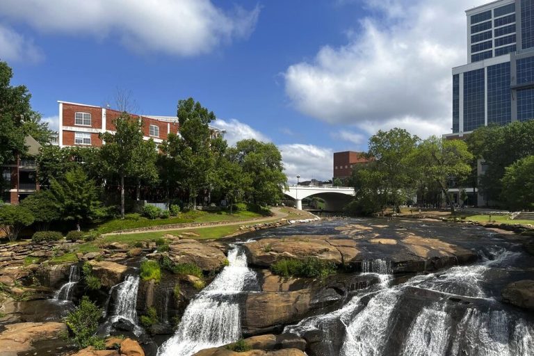 The Reedy River is seen from downtown Greenville, S.C. on Saturday, June 2, 2022.