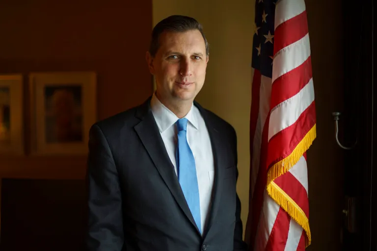 Rhode Island General Treasurer Seth Magaziner is photographed in his office in Providence, R.I., Feb. 7, 2022. Magaziner had been running for Rhode Island governor but switched races after Rep. Jim Langevin's retirement announcement to try to keep the seat in Democratic control. New Hampshire, Delaware and Rhode Island will hold their primaries on Tuesday, Sept. 13.