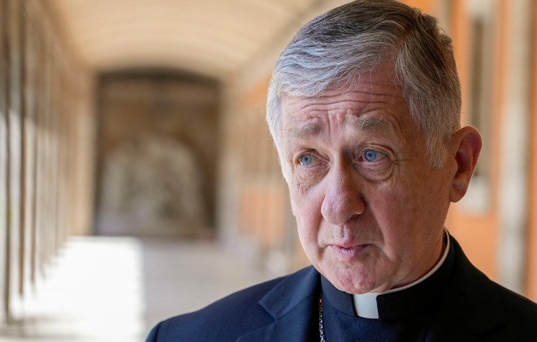 Cardinal Blase Cupich, archbishop of Chicago, speaks during an interview.