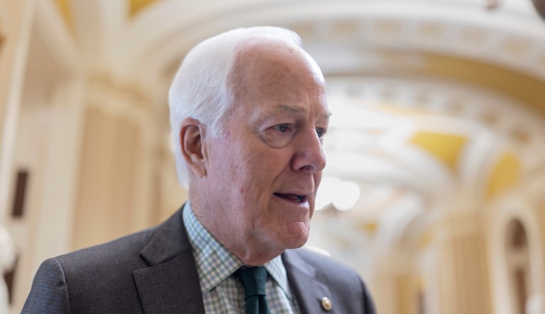 Sen. John Cornyn, R-Texas, speaks with reporters at the Capitol in Washington, Wednesday, Sept. 25, 2024.