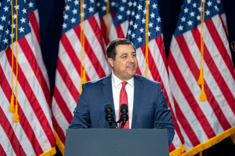 FILE - Wisconsin Attorney General Josh Kaul speaks during a campaign event for Vice President Kamala Harris at West Allis Central High School on Tuesday, July 23, 2024, in West Allis, Wis.