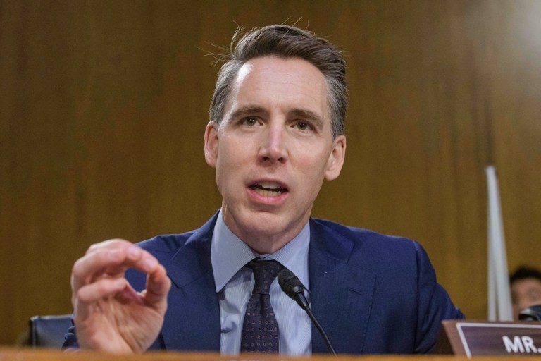 Sen. Josh Hawley, R-Mo., questions the witnesses during a Senate Committee on the Judiciary hearing on Capitol Hill, Wednesday, June 18, 2025,
