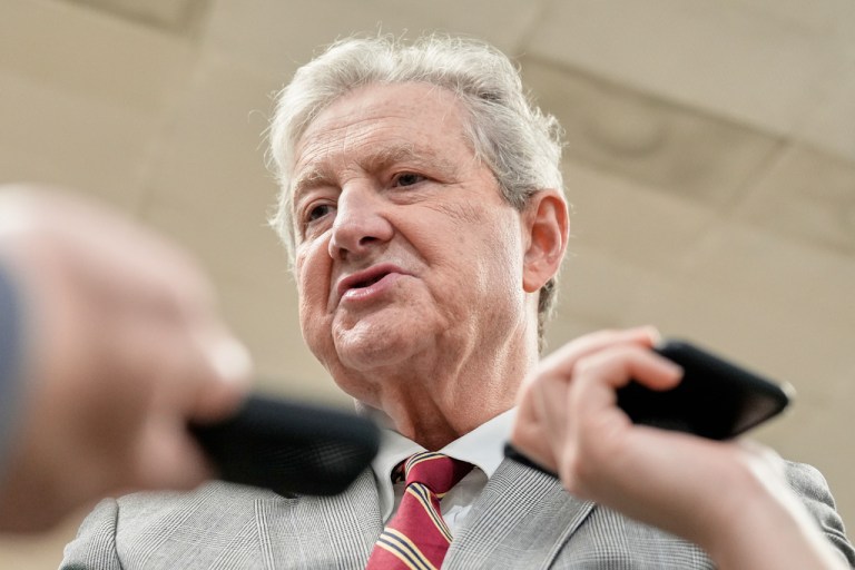 Sen. John Kennedy (R-LA) speaks with reporters.