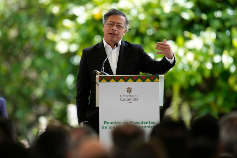 Colombia's President Gustavo Petro speaks