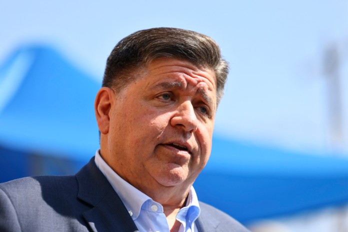Gov. JB Pritzker (D-IL) speaks at a press conference.