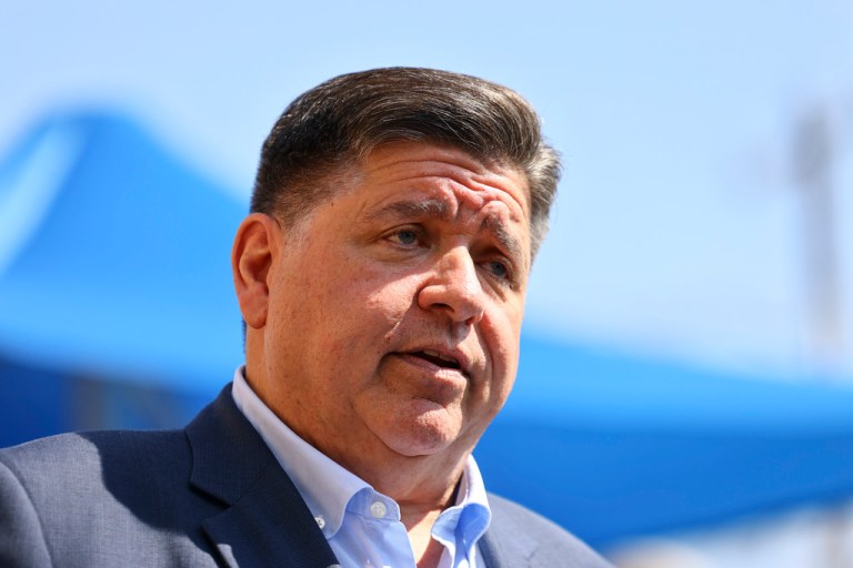 Gov. JB Pritzker (D-IL) speaks at a press conference.