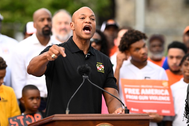 Maryland Gov. Wes Moore speaks during a news conference, Friday, Sept. 5, 2025, in Baltimore.