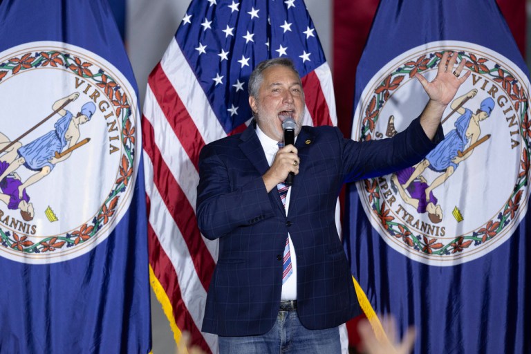 Republican lieutenant gubernatorial candidate John Reid speaks at a campaign rally for Virginia Republican gubernatorial candidate Winsome Earle-Sears in Chesterfield, Va., Friday, Sept. 19, 2025. (Mike Kropf/Richmond Times-Dispatch via AP)