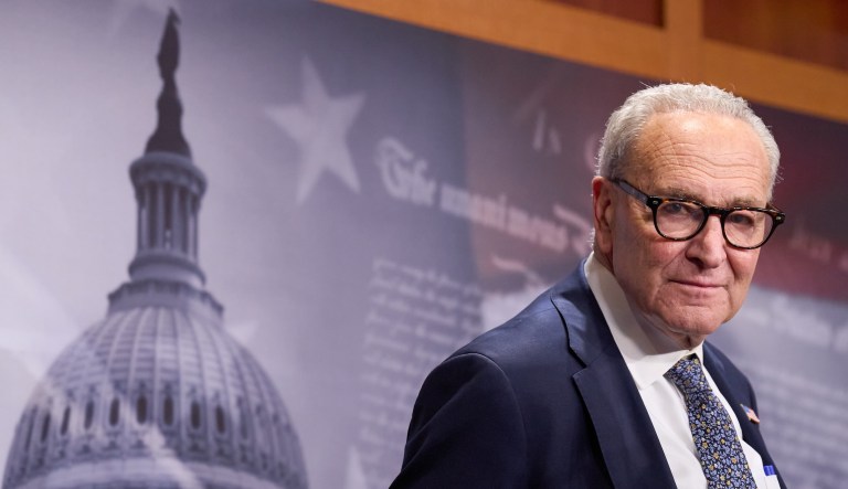 Senate Minority Leader Chuck Schumer, D-N.Y., attends a news conference about the government shutdown, Tuesday, Sept. 30, 2025, on Capitol Hill in Washington.