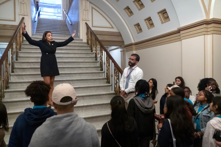 AOC on steps