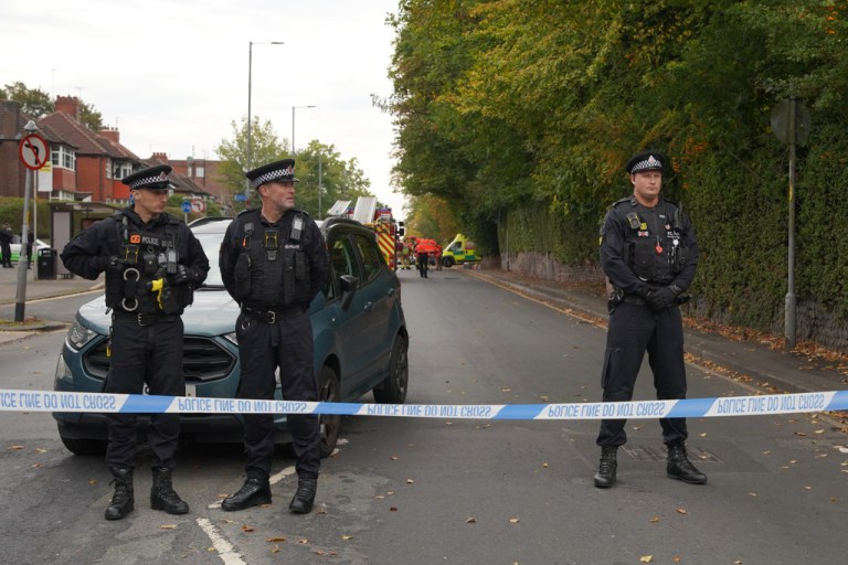 Police at Heaton Park Hebrew Congregation synagogue