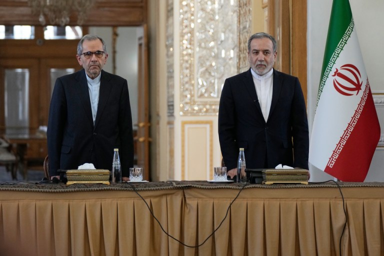 Iranian Foreign Minister Abbas Araghchi and Deputy Foreign Minister Majid Takht-e-Ravanchi.