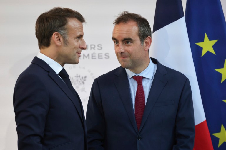 Sébastien Lecornu and French President Emmanuel Macron.