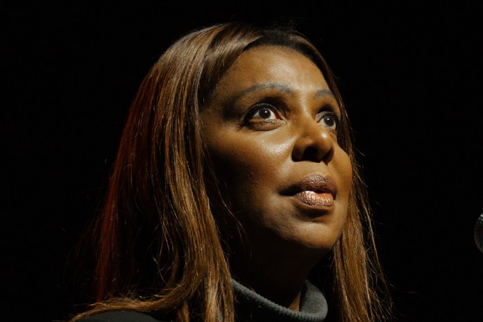 New York Attorney General Letitia James speaks during an event for New York City mayoral candidate Zohran Mamdani.