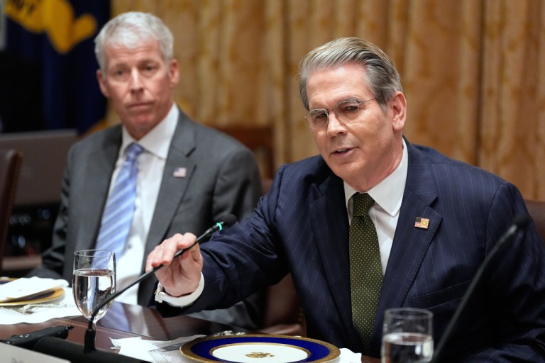 Treasury Secretary Scott Bessent speaking at a White House cabinet meeting.