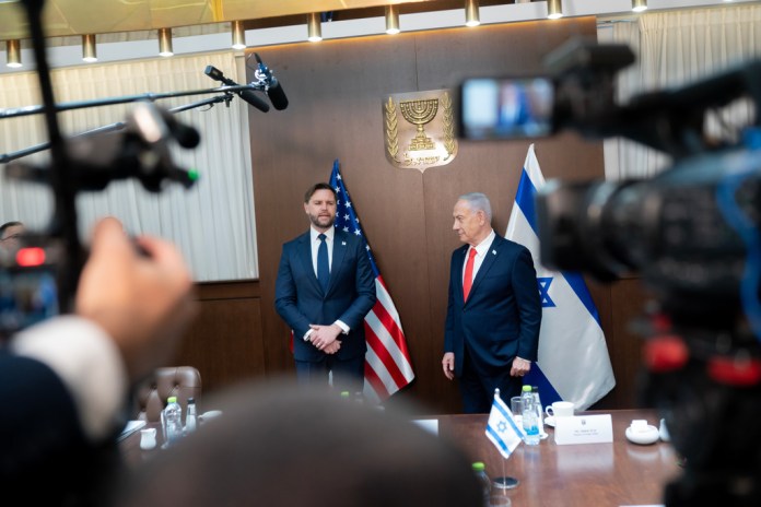 Vice President JD Vance and Israeli Prime Minister Benjamin Netanyahu speak.