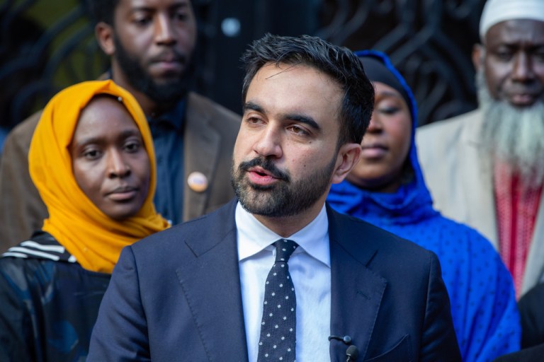 New York City Democratic mayoral candidate Zohran Mamdani speaks at the Islamic Cultural Center of the Bronx mosque.