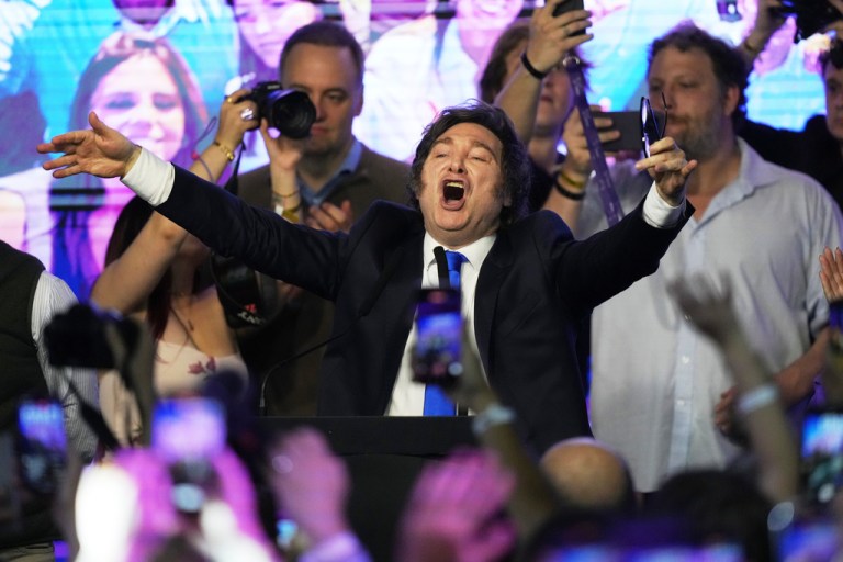 Milei celebrates his party winning 2025 election
