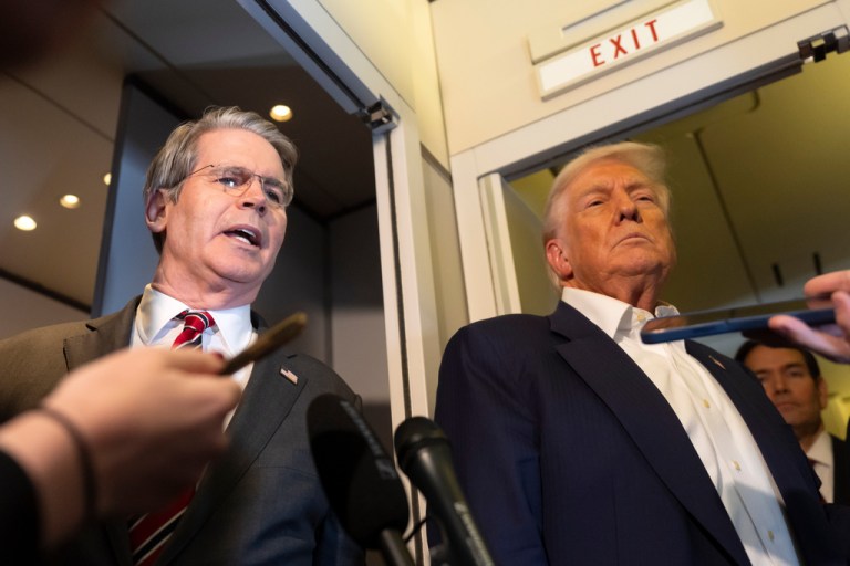 Treasury Secretary Scott Bessent speaks onboard Air Force One