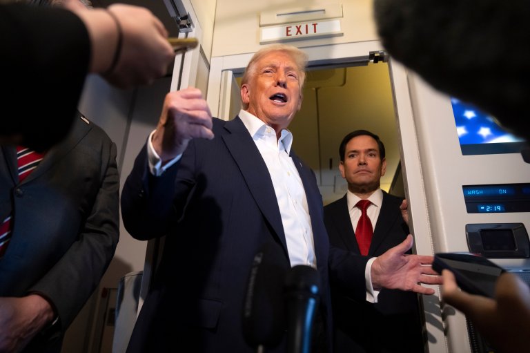 President Donald Trump, joined by Secretary of State Marco Rubio.