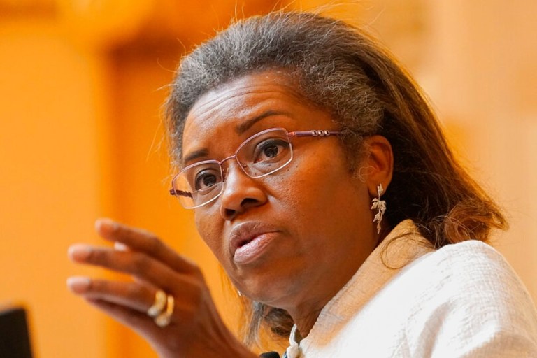 Virginia Lt. Gov. Winsome Earle-Sears gestures