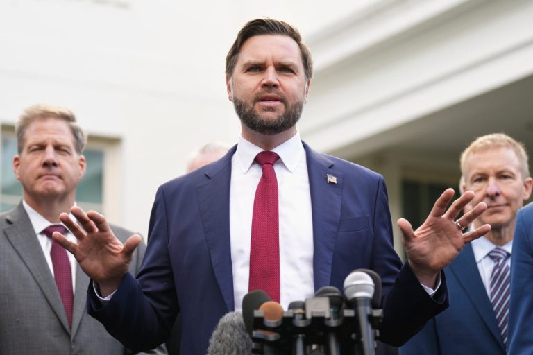 Vice President JD Vance speaks to the media.