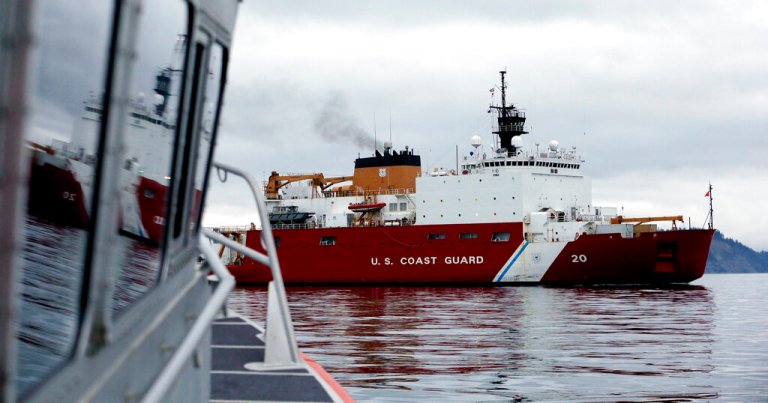 The U.S. Coast Guard Cutter Healy makes its way through the Puget Sound on its way Thursday, Oct. 29, 2015, to its homeport of Seattle. The 420-foot polar icebreaker, the country's newest high-latitude vessel, returned to Seattle after cutting its way to the North Pole in support of a mission to study the health of the Arctic Ocean.