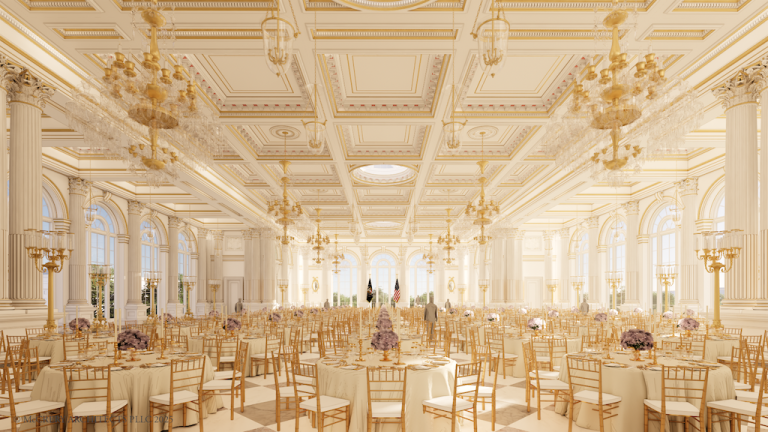 An image of what the East Wing ballroom will look like, released by the White House.