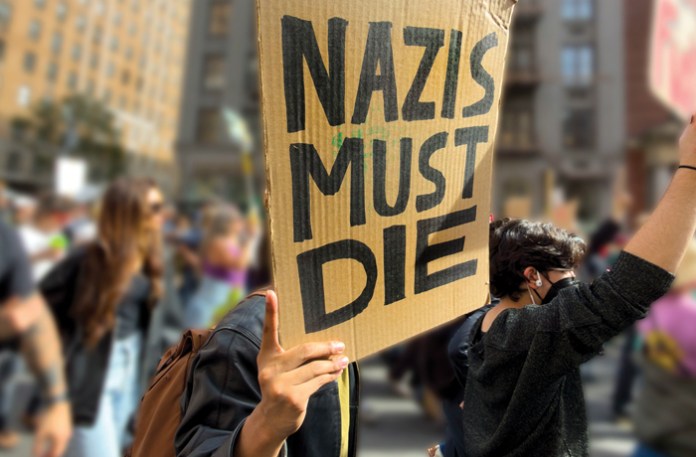 At a ‘No Kings’ protest in New York City, Oct. 18, 2025.  (Probal Rashid/LightRocket/Getty)