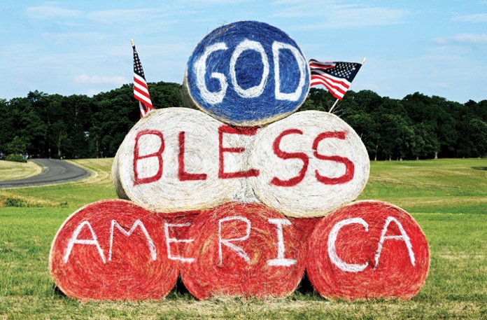 Hay bales on U.S. Route 15 in Haymarket, Virginia, June 29, 2024. (Michael S. Williamson / Washington Post / Getty)